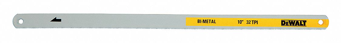 HACKSAW BLADE, 10 IN BLADE L, STEEL, 32, 1/2 IN BLADE W, 0.03125 IN BLADE THICK, 2 PK