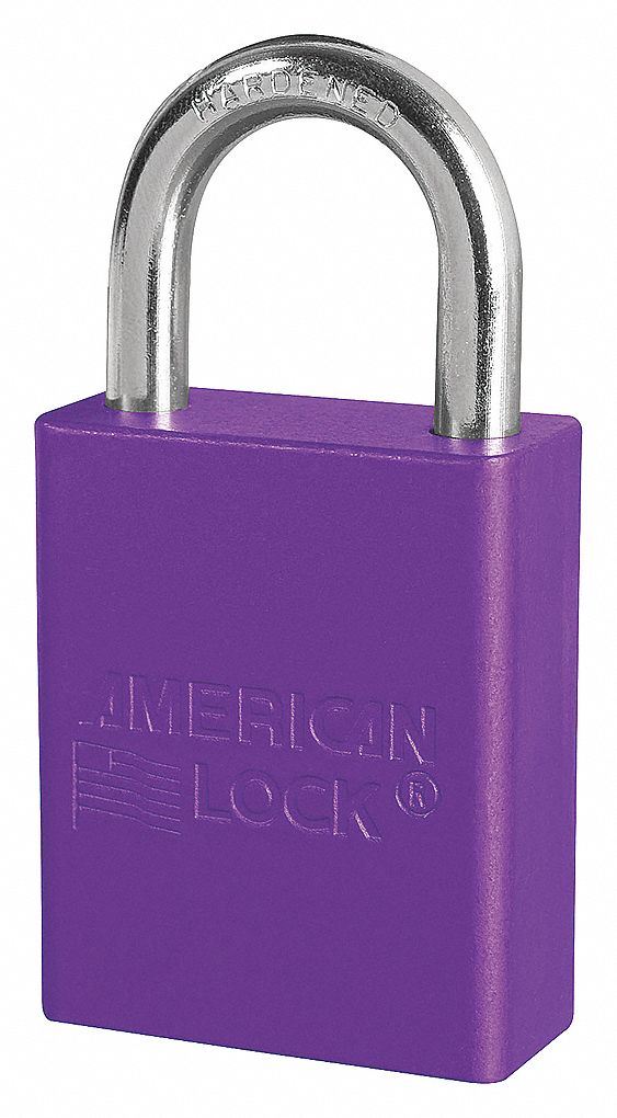 MASTER LOCK PADLOCK, RESTRICTED, PRPL, BODY 1 1/2 IN W, SHACKLE 25/32 X ...