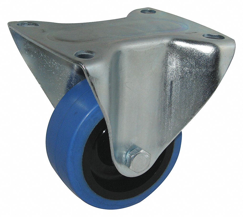 PLATE, CASTER RIGID WHEEL, 150 LB MAX, BLUE, 1 1/4 X 3 IN, ELASTIC RUBBER