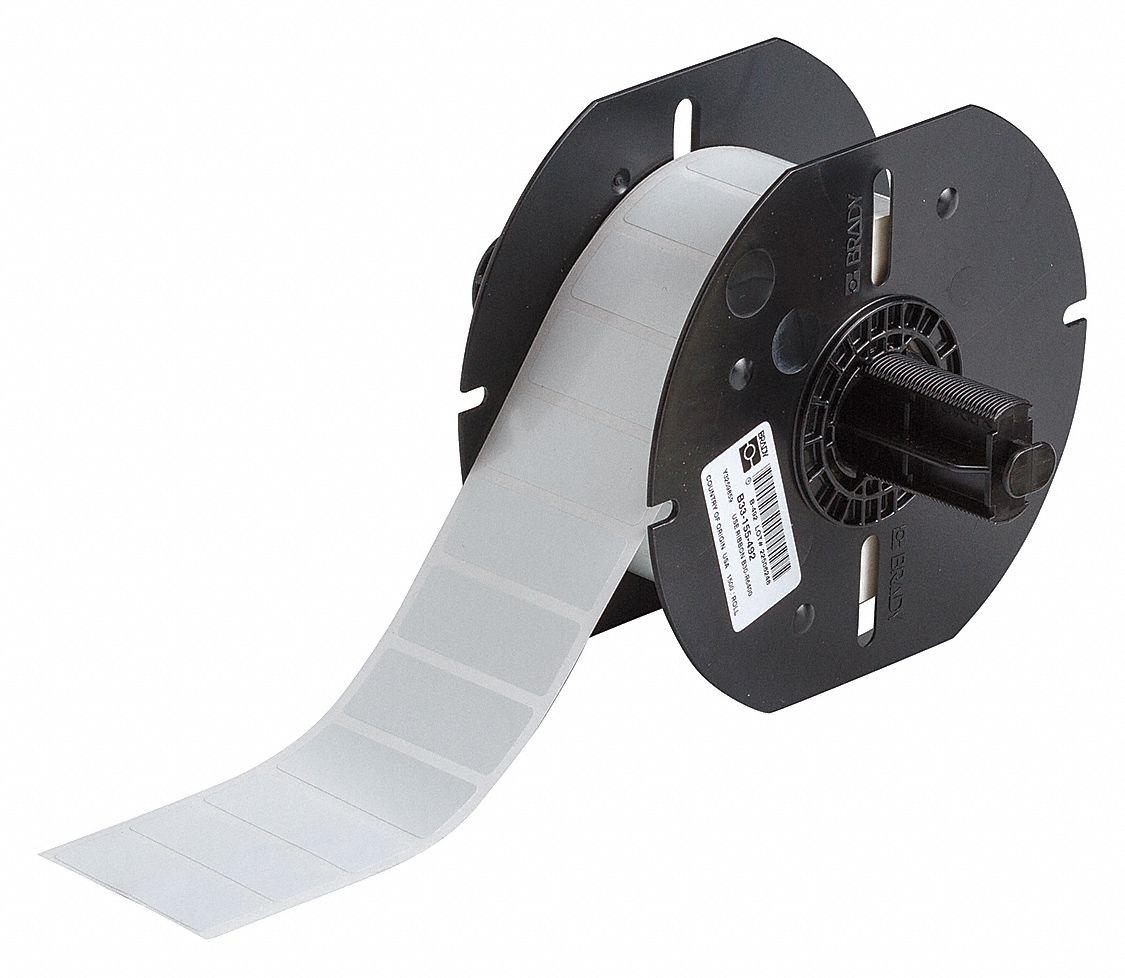 Pre-Cut Label Stock Roll: Rectangle, 19/32 in x 1 5/8 in, 19/32 in, Cryogenic Polyester, White