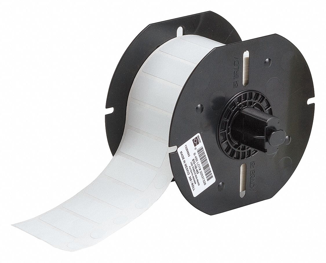 Pre-Cut Label Stock Roll: Circle/Rectangle, 19/32 in x 1 5/8 in, 19/32 in, Cryogenic Polyester