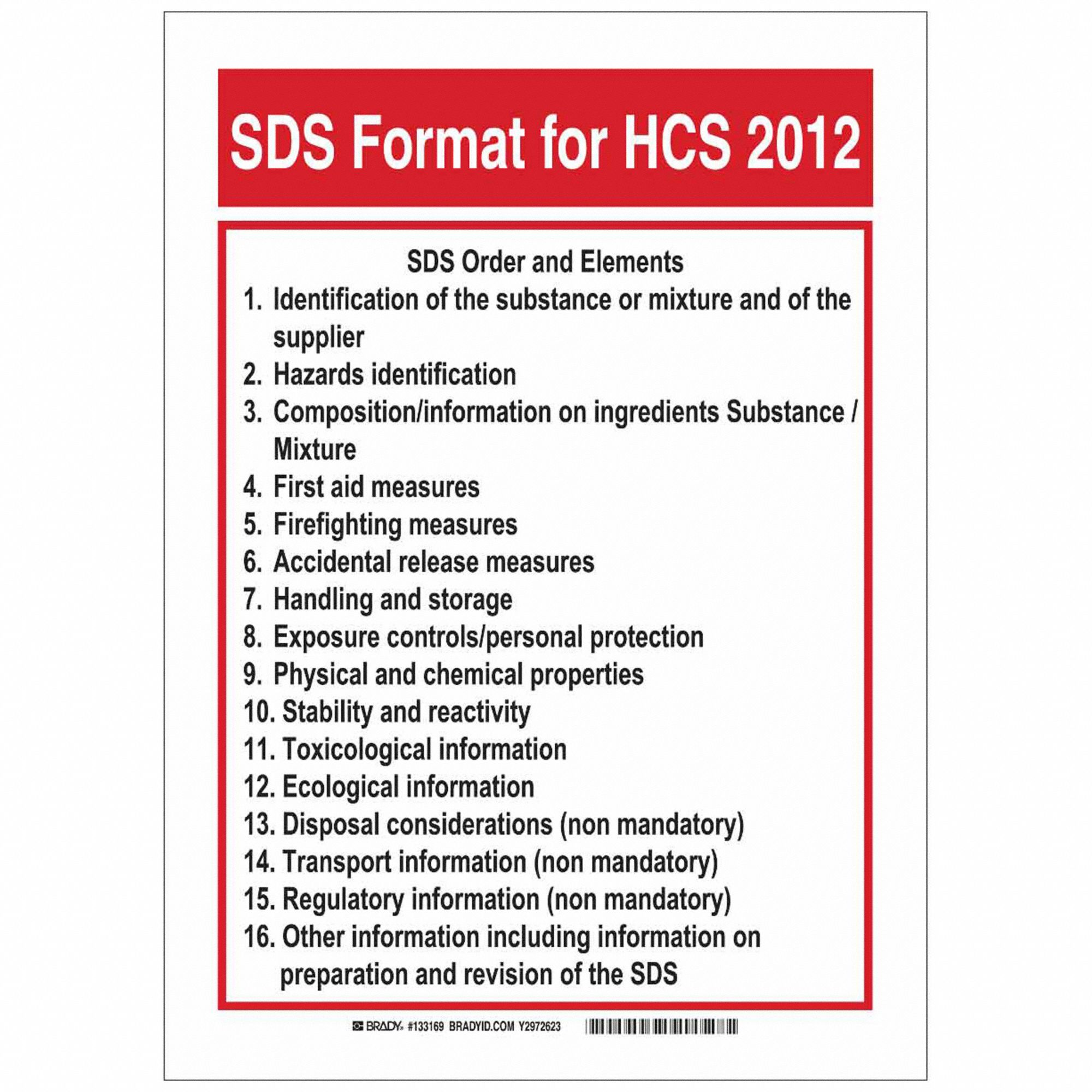 Sign: SDS format For HCS 2012, No Image, White, Polyester, SDS Format For HCS 2012