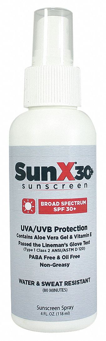 Sunscreen: Gel, Spray Bottle, 4 oz Size - First Aid and Wound Care, Aloe Vera/Vitamin E