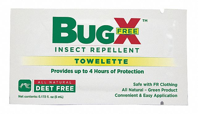 Insect Repellent: Wipes, Geraniol, DEET-Free, Indoor/Outdoor, 0.172 oz, 50 PK