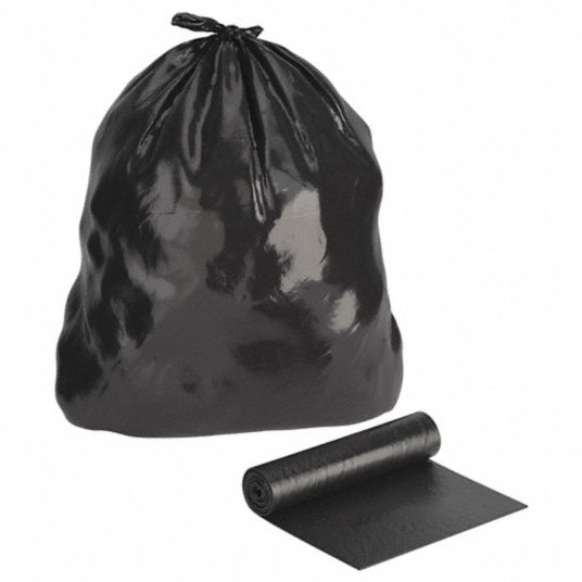 Tough Guy Trash Bags, 96 Gal, 52 in W, 75 in H, 2 mil Thick, Super Heavy  Strength, Black 50 Pack 6FWH8