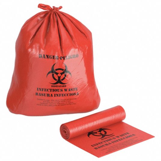 10 Gallon Biohazard Bag for Infectious Waste Trash Liners, Red