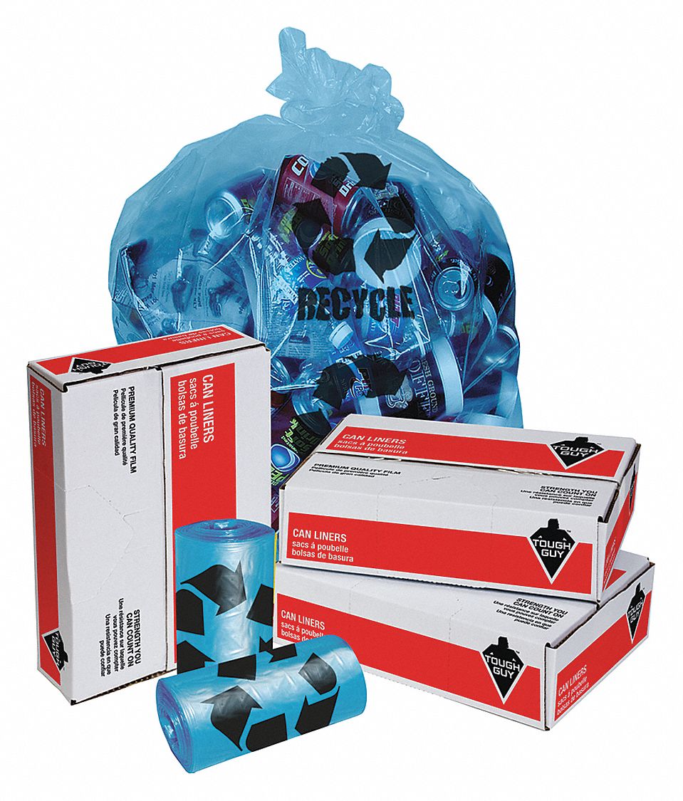 TOUGH GUY Trash Bag, 40 to 45 gal, LLDPE, Coreless Roll, Translucent