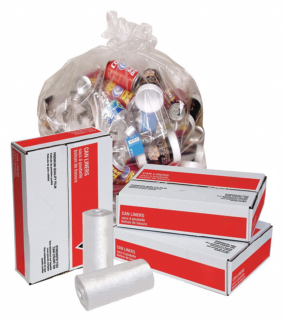 GRAINGER 31DK37 Trash Bag,55 gal.,Clear,PK100 31DK37