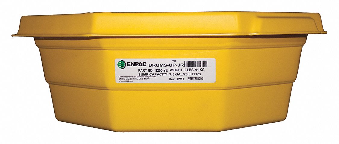 DRUMS UP JR. SPILL TRAY, 15½ X 15½ IN, 7.5 GALLON CAPACITY, YELLOW