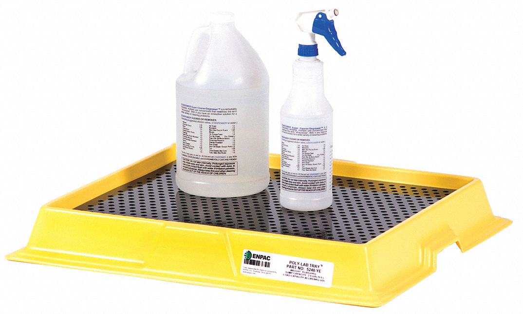 SPILL TRAY, 20¾ X 17¼ IN, 2.5 GALLON CAPACITY, BLACK/YELLOW