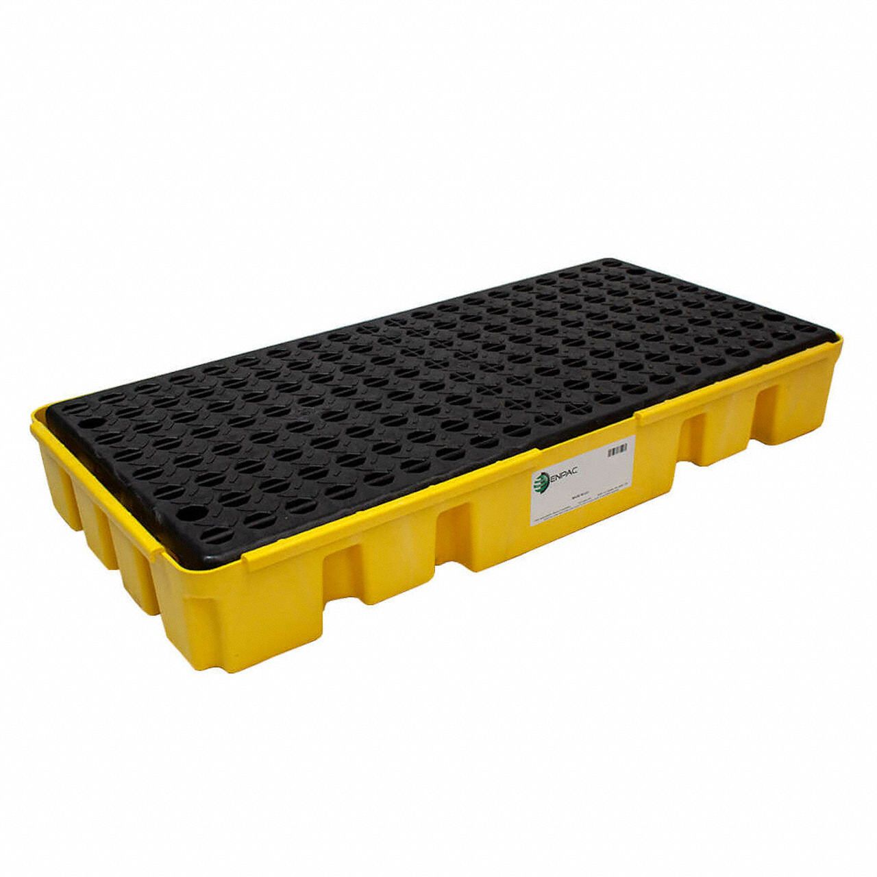 DRUM SPILL CONTAINMENT PALLET, FOR 2 DRUMS, 22 GAL CAPACITY, 2,400 LB LOAD CAPACITY