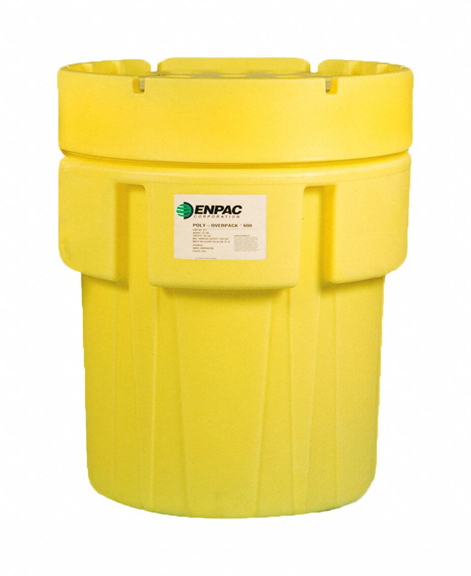 Salvage Drum: Polyethylene, 600 gal, Screw-On Lid, Unlined/No Interior Coating, 69 in x 71 in