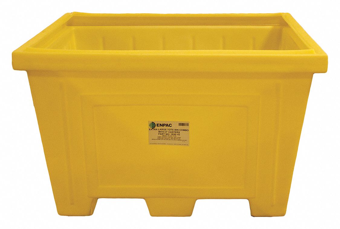 ENPAC Storage Tote, Color Yellow, Outside Height 31 in, Outside Length