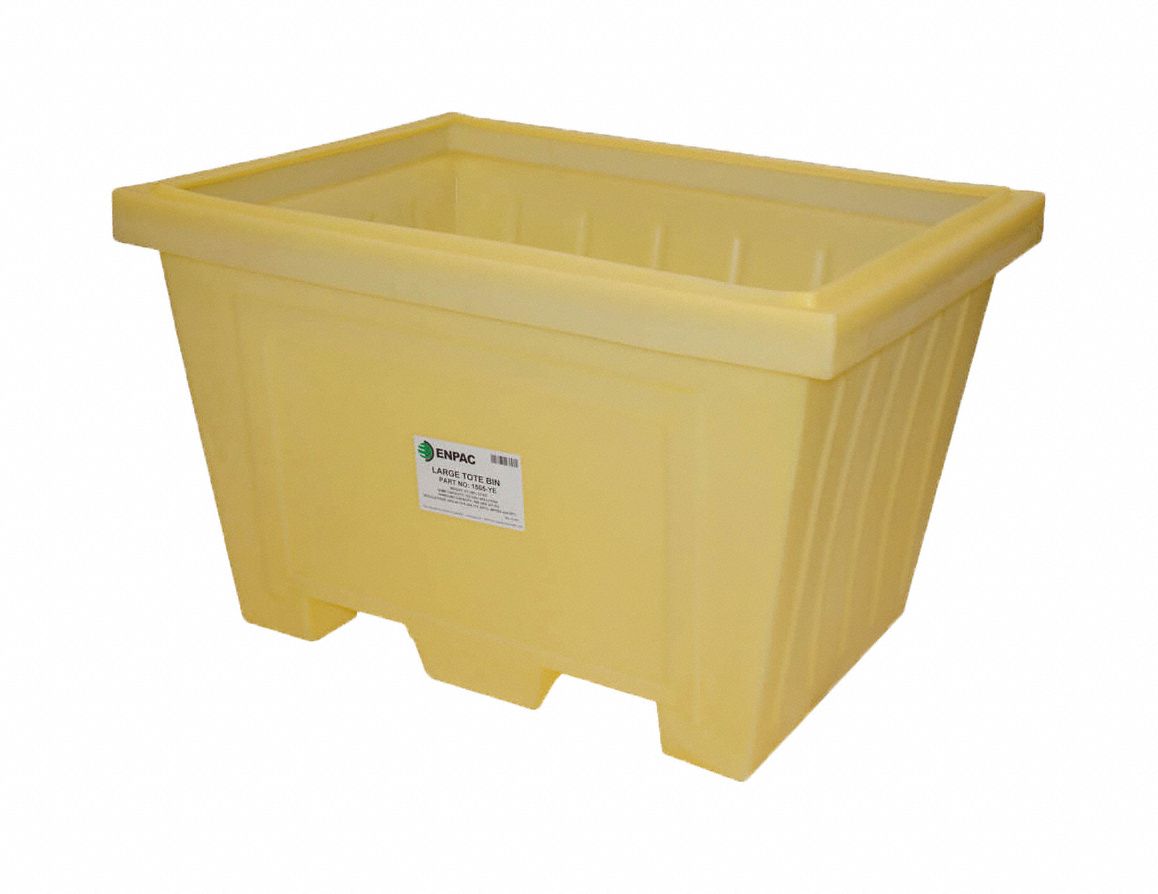 Storage Tote: 16.58 cu ft, 44 1/2 in x 35 in x 30 3/8 in, Lid Not Included, 2-Way Entry