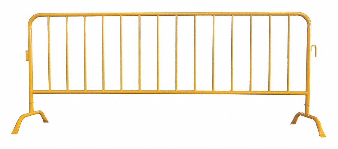 Crowd Control Barrier: Manual Carry, 40 1/2 in Ht, 8 1/2 ft Lg, 20 in Wd, Yellow
