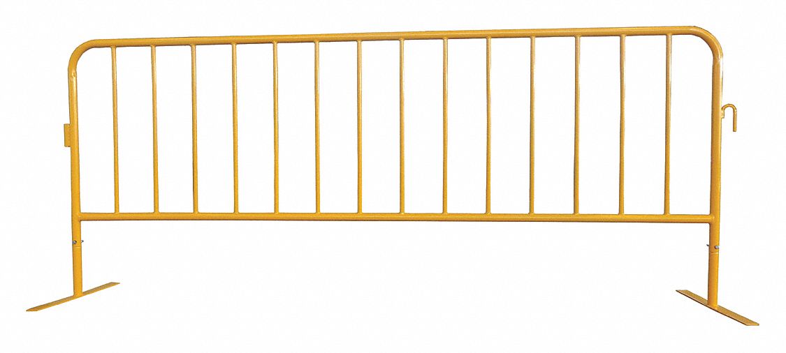 Crowd Control Barrier: Manual Carry, 40 1/2 in Ht, 8 1/2 ft Lg, 20 in Wd, Yellow