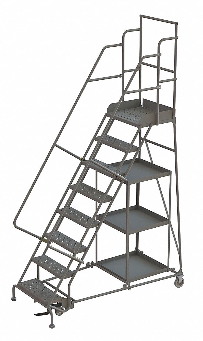 80 in Platform Ht, 20 in Platform Dp, Stock Picking Rolling Ladder