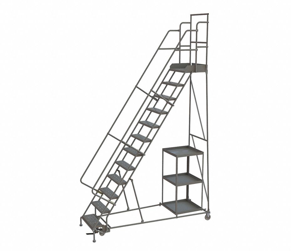 TRI-ARC Escalera Rodante de Almacenamiento, 156" de Altura, 12 Peldaños