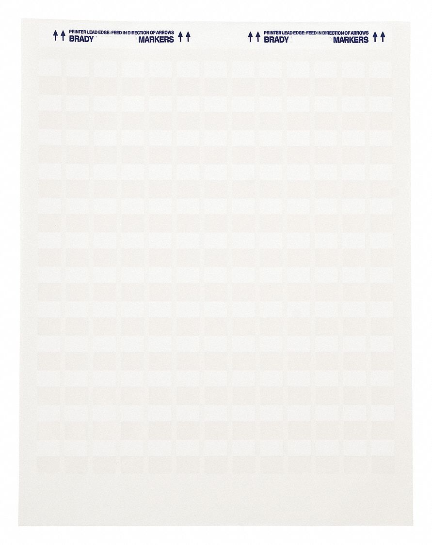 Precut Label Sheet: 3/4 in x 1/2 in, Acrylic, 5, 120 Labels
