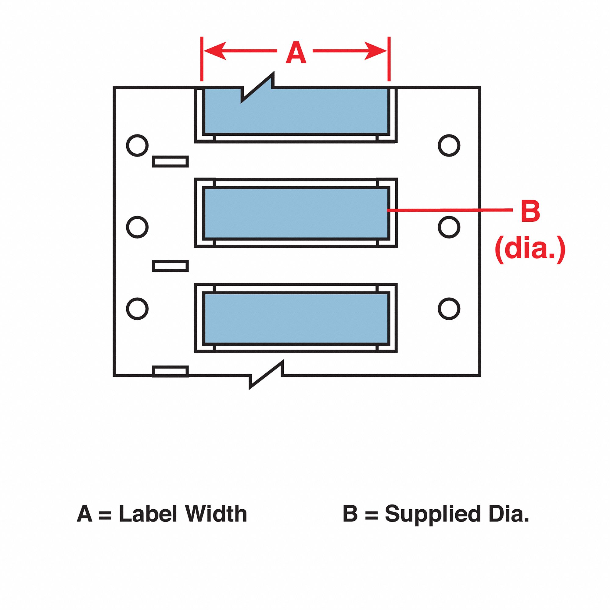Sleeve Label: 3/4 in x 2 in, Polyolefin, Blue (Matte), For 0 AWG to 6 AWG Wire Gauge