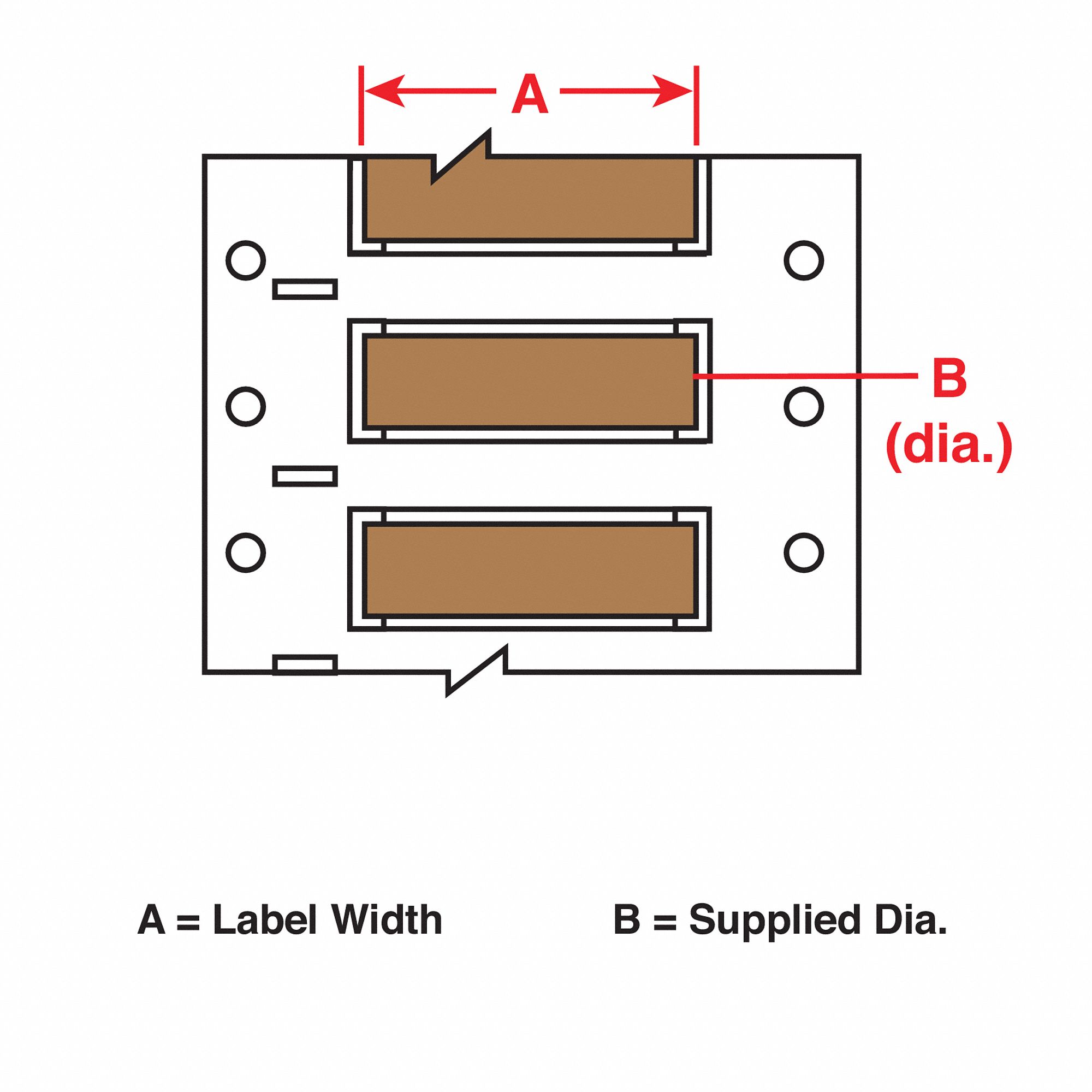 Sleeve Label: 3/4 in x 2 in, Polyolefin, Brown (Matte), For 0 AWG to 6 AWG Wire Gauge