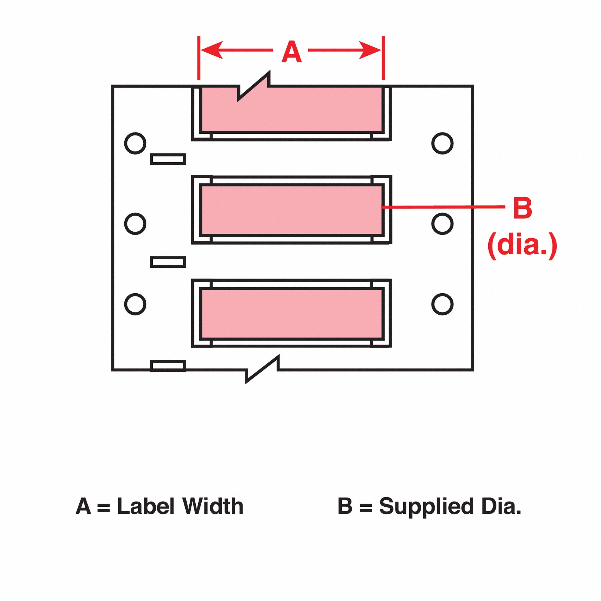 Sleeve Label: 3/8 in x 2 in, Polyolefin, Pink (Matte), For 4 AWG to 12 AWG Wire Gauge