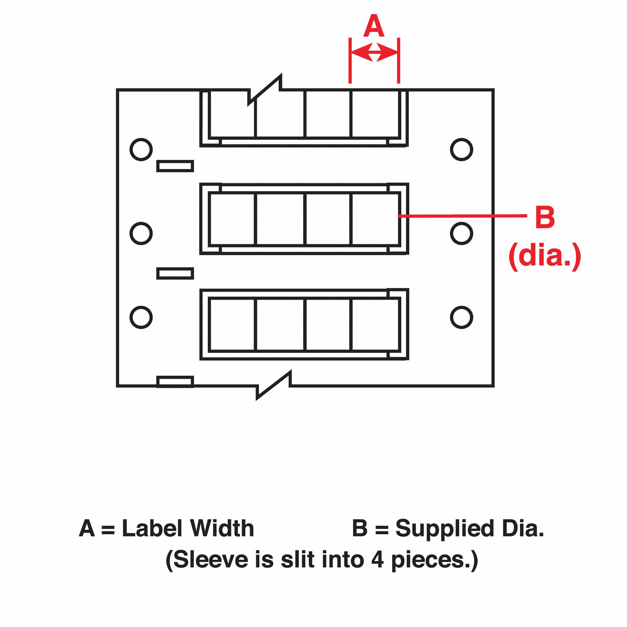 Sleeve Label: 3/8 in x 1/2 in, Polyolefin, White (Matte), For 4 AWG to 12 AWG Wire Gauge