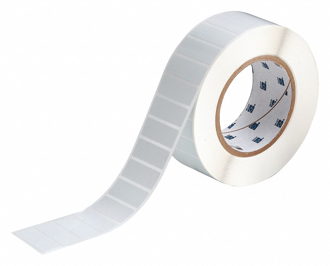 Pre-Cut Label Stock Roll: Rectangle, 19/32 in x 1 5/8 in, 19/32 in, Cryogenic Polyester, White
