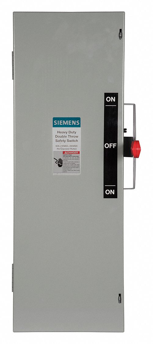 Safety Switch: Fusible, 30 A, Three Phase, 240V AC, Galvanized Steel, Indoor