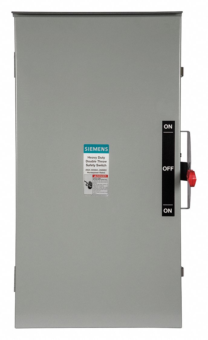 Safety Switch: Non-Fusible, 200 A, Three Phase, 240V AC, Galvanized Steel, Indoor/Outdoor