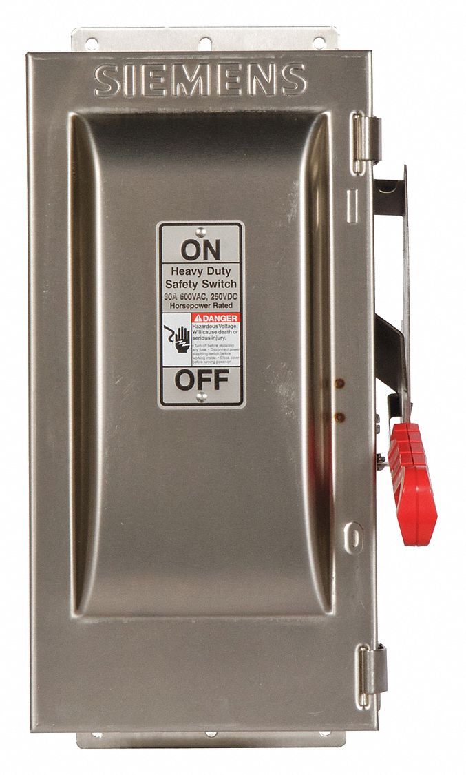 Safety Switch: Non-Fusible, 30 A, Three Phase, 600V AC, 316 Stainless Steel, Indoor/Outdoor