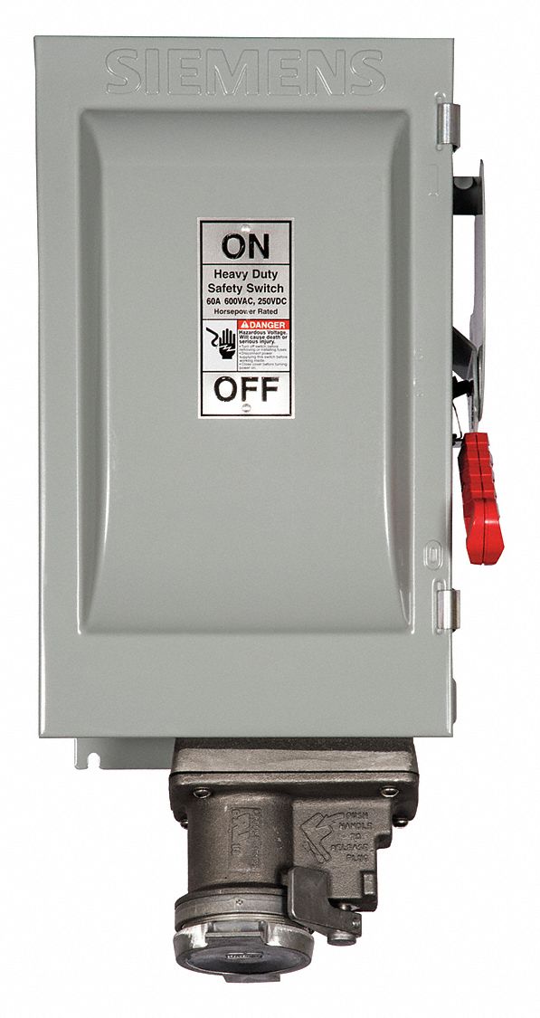 Safety Switch: Non-Fusible, 100 A, Three Phase, 600V AC, Galvanized Steel, Indoor