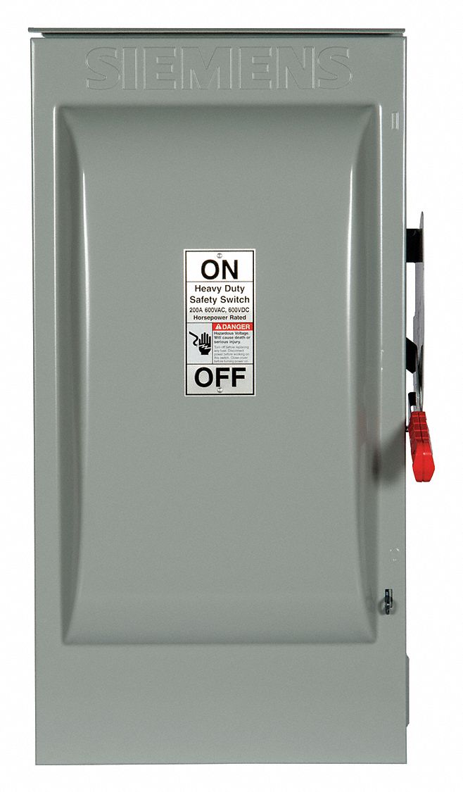 Safety Switch: Non-Fusible, 200 A, Three Phase, 600V AC, Galvanized Steel, Indoor/Outdoor
