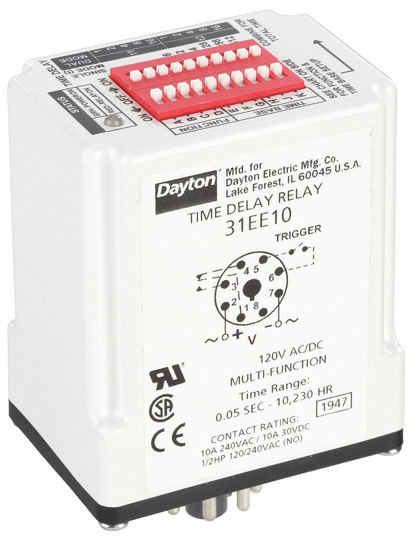 Digital Time Delay Relay, 24V DC/110-240V AC, 8-Pin on Delay Timer Relay