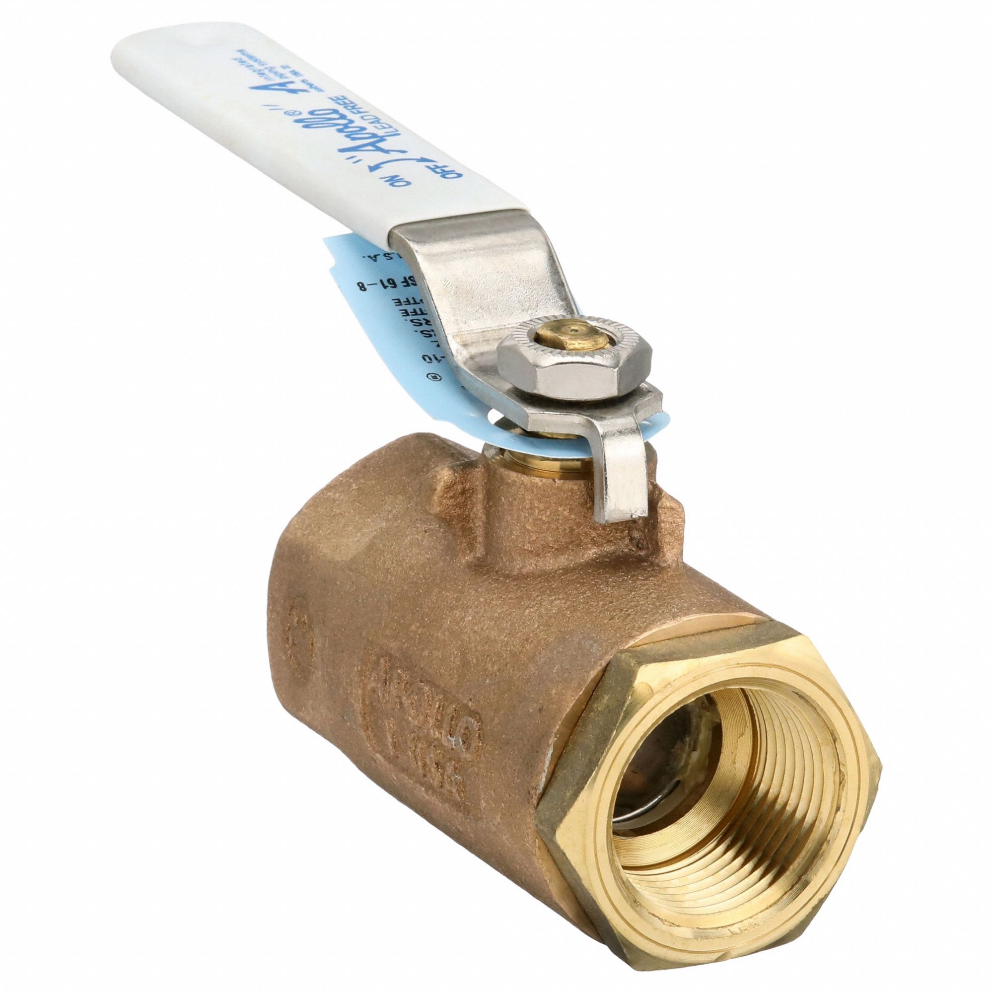 Manual Two-Way Ball Valve: 1 in Size, Bronze, Straight, FNPT x FNPT, Std Port Ball Port