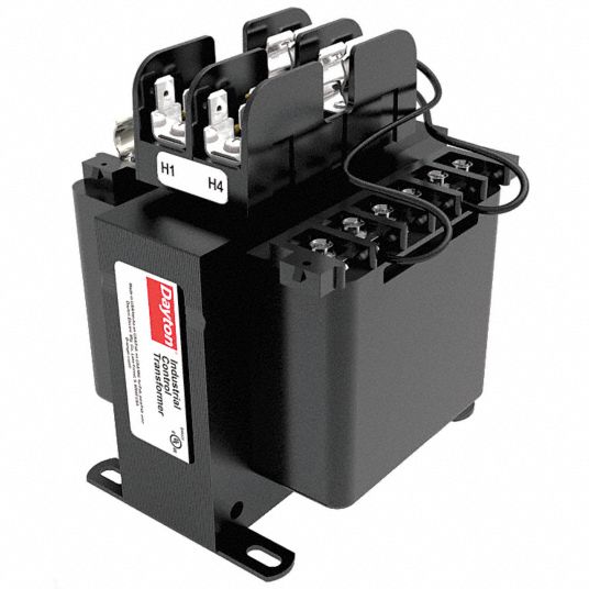 DAYTON Control Transformer: 208V AC/240V AC/277V AC/380V AC/480V AC, 24V  AC, Foot, Primary Fuse