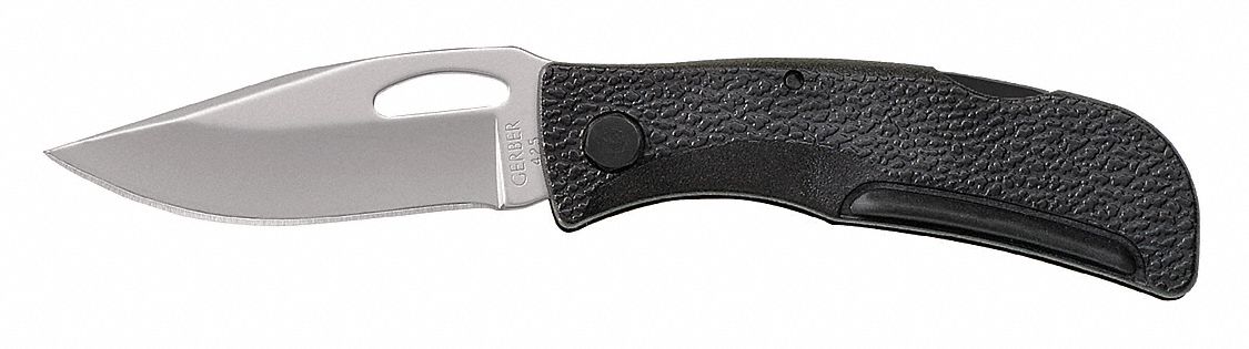 Folding Knife, Drop Point, 2-3/8In, Black