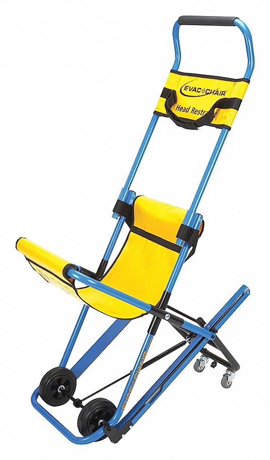 EVACUATION CHAIR W STRAPS, CAP 400 LB, YELLOW, 41 X 20 X 41 IN, DEPTH 8 IN, AL