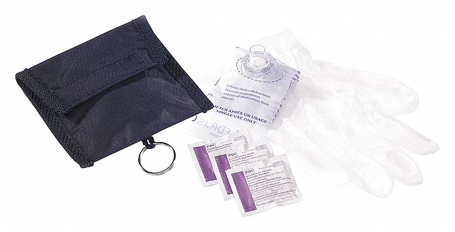 DISPOSABLE CPR KIT, GENERAL PURPOSE, BLACK, MEDIUM, NYLON CASE