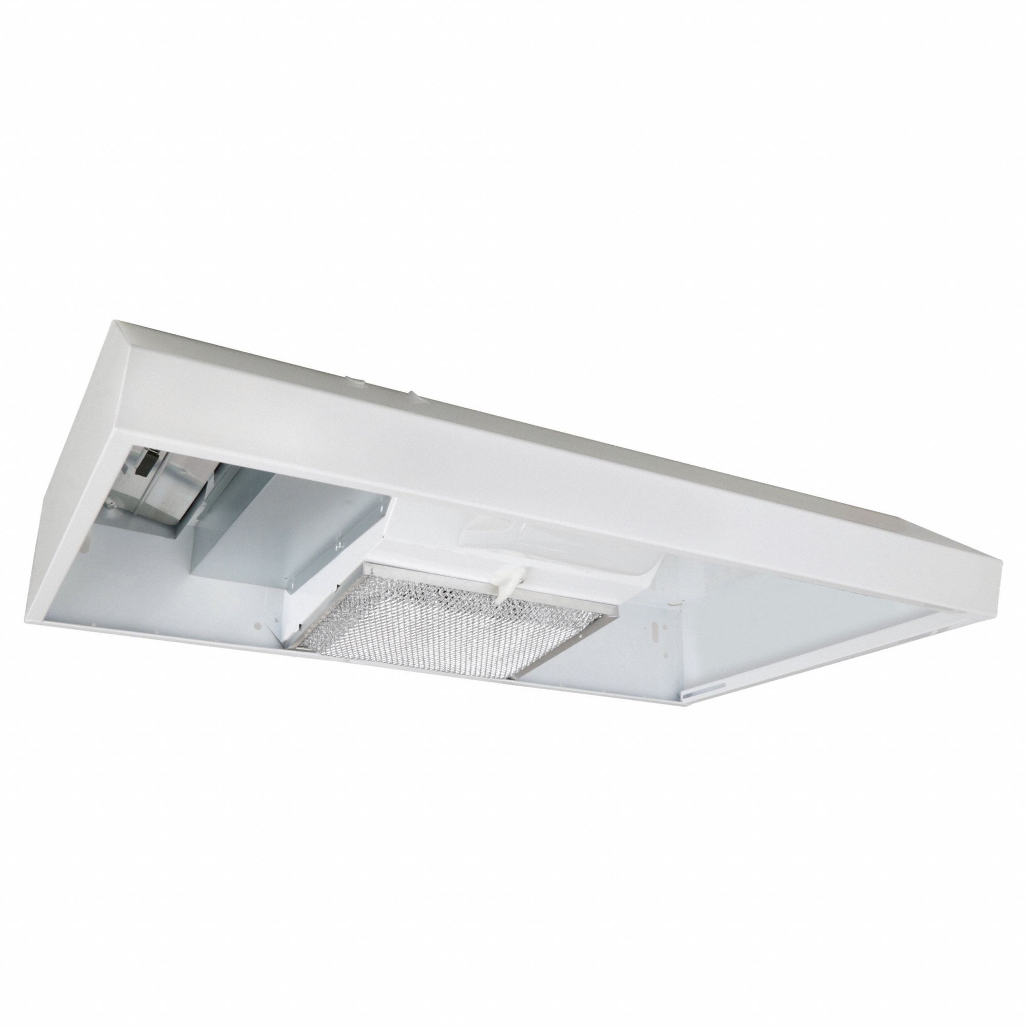 Range Hood: Convertible Exhaust/Recirculation, 30 in Wide, White, Steel Housing, 220 cfm, 8 sones