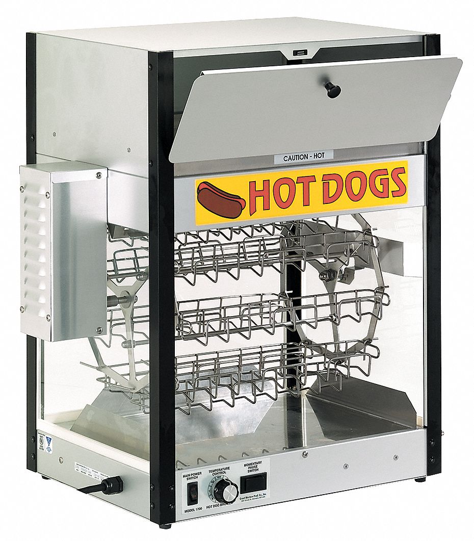 CRETORS, 48 Buns/Up to 36 Hot Dogs, 2 1/4 in Cooking Surface Wd, Hot