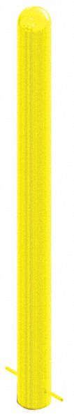 Bollard: Pour-in-Place, 36 in Install Ht, 3 in Dia, Carbon Steel, Yellow