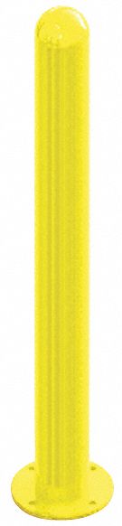 Bollard: Bolt-On, 37 in Install Ht, 3 in Dia, Carbon Steel, Yellow