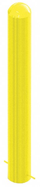 Bollard: Pour-in-Place, 36 in Install Ht, 5 in Dia, Carbon Steel, Yellow