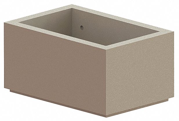 Security Planter: Rectangle, Gray, 18 in Overall Ht, 24 in Overall Wd, 36 in Overall Lg