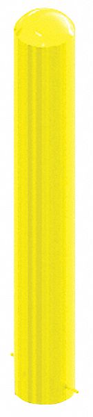 Bollard: Pour-in-Place, 36 1/2 in Install Ht, 6 in Dia, Carbon Steel, Yellow