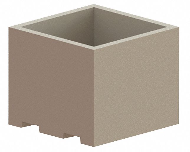 Security Planter: Square, Gray, 36 in Overall Ht, 36 in Overall Wd, 30 in Overall Lg, Square
