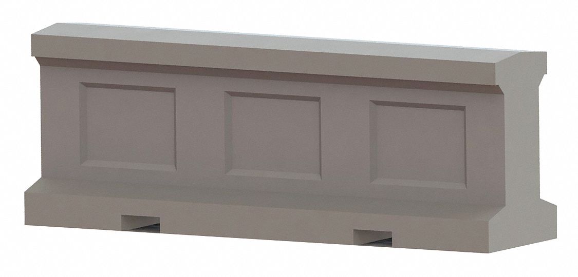 Security Barrier: Gray, 36 in Overall Ht, 8 ft Overall Lg, 24 in Overall Wd, 3, 800 lb Wt