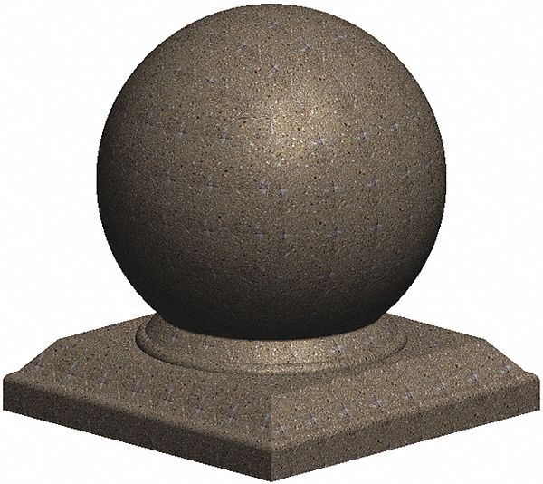 Decorative Bollard: Sphere Shape, Gray, 42 1/2 in Overall Ht, 39 in Overall Lg, 39 in Overall Wd