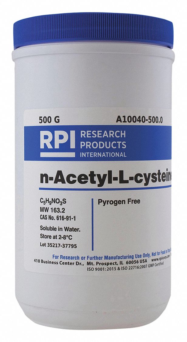 RPI nAcetylLcysteine, Powder, 500 g, 1 EA 31FV65A10040500.0